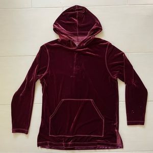 Denim &Co. Velour Red Hoodie Small